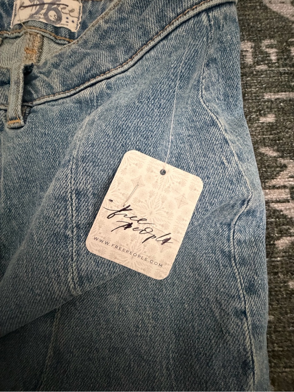 Free People Patchwork Flare Jeans in Red and Blue - Picture 2 of 4